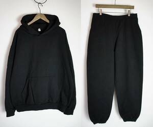 美品Los Angeles apparel ロサンゼルス アパレル ロスアパ 14OZ ヘビー スウェット パーカー ＋ パンツ セットアップ 黒522N