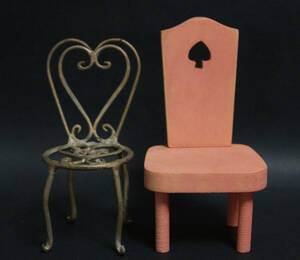 【寂】ドール用 人形用 鉄製椅子 木製椅子 二点セット 3C1110■