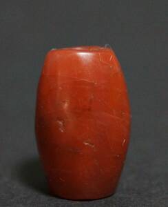 【寂】古代メノウ 瑪瑙 南紅棗形根付 緒締玉 提げ物 装飾品 長さ20mm☆時代物☆s60312