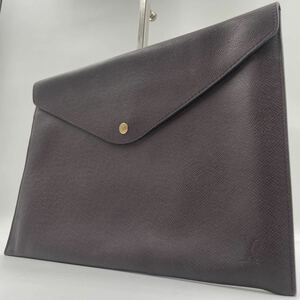 1円 LOUIS VUITTON ルイヴィトン タイガ M99087 カーフレザー 本革 ドキュメントケース クラッチバッグ アカジュー ゴールド金具 メンズ 