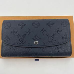 1円●超極美品●Louis Vuitton ルイヴィトン イリス マヒナ 長財布 モノグラム 二つ折り ネイビー 付属品完備 レディース TN4157の画像2