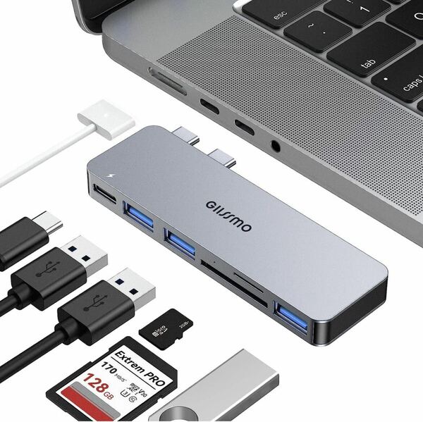 GIISSMO Macbook ハブ Macbook Air ハブ M2 Macbook Pro USB Type C ハブ 6-IN-2 USB-C ハブ 
