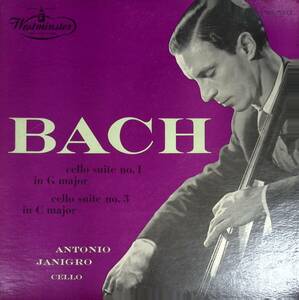 【希少】名手ヤニグロ バッハ 無伴奏チェロ組曲第1番 第3番 米Westminster 初期RCAプレス盤 WL5217 (1/1B)