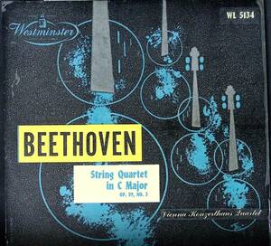 【希少】ウイーンコンツェルトハウスQt ベートーベン 弦楽四重奏曲 Op.59-3 米Westminster 初期フラットプレス盤 WL5134(2C/2D)