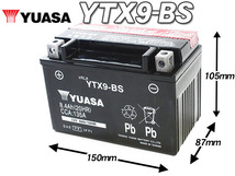 台湾ユアサバッテリー YUASA YTX9-BS ◆互換 SW-1 GSX400Sカタナ GSX400インパルス エプシロン グース250 SV400 GSX-R400 RF400 RF900R_画像2