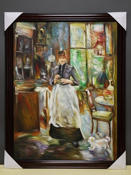 【模写】大型新品 ベルト･モリゾ Berthe Morisot 食堂にて/肉筆 油絵 複製画 直筆 油彩 ベトナム絵画 現品一点物, 絵画, 油彩, 人物画