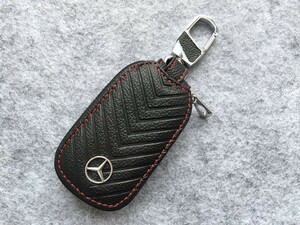 メルセデス・ベンツ BENZ用 キーケース スマートキー ラウンドファス ナー 軽量 鍵　収納 レザ ーキーケース ★ブラック