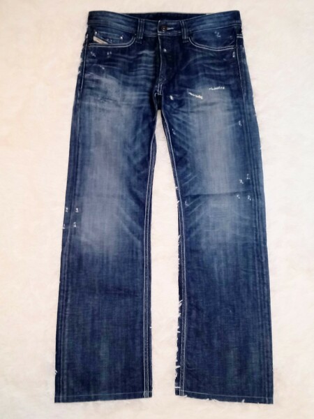 ディーゼル DIESEL デニム ジーンズ W31 L32 VIKER WASH 0885S 濃紺 REGULAR-STRAIGHT ダメージ加工 中古美品