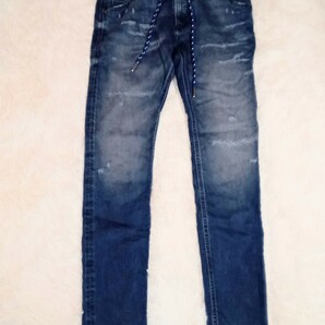 DIESEL ディーゼル W28 L32 ジョグジーンズ KROOLEY JOGG TAPERED 069SL STRETCH 濃紺 ダメージ加工 古着 美品 ストレッチ加工の画像1