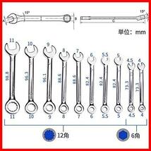 【限定商品！あと僅か】 ★4mm~11mm★ 薄型 4mm~11mm ショートタイプ 10本組 片目片口スパナ ミニスパナセット コンビレンチ SPEEDWOX_画像6