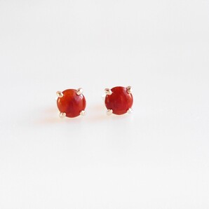 レッド翡翠 SV ピアス 天然無処理ヒスイ 6mm