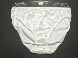 57 ホワイト シンプルデザイン ストレッチ サテン パンティ LL?(Ｍ) ツルツル 光沢