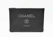 ☆◇美品【CHANEL シャネル】キャビアスキン ドーヴィル スタッズ クラッチバッグ ブラック_画像1