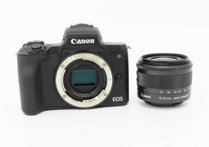 ◇【Canon キヤノン】EOS Kiss M EF-M15-45 IS STM レンズキット ミラーレス一眼カメラ ブラック