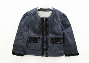 ◇美品【TO BE CHIC トゥービーシック】ノーカラー デニムジャケット 40