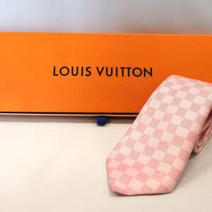 【未使用品】LOUIS VUITTON ルイヴィトン ヴィトン クラヴァット・ダミエ クラシック ネクタイ 8cm ピンク シルク100％の画像7