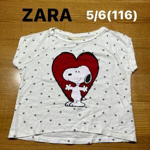 【ZARA】(USED)ザラ SNOOPY 星柄 スヌーピー 半袖Tシャツ 5/6(116cm) 