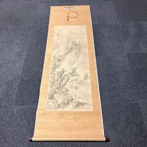 【模写】掛軸 絹本 中国？ 山水 書 箱無 同梱可能 No.29