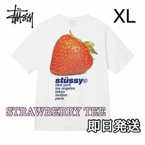 stussy ステューシー メンズ レディース Tシャツ 半袖 いちご 白 XL WHITE STUSSY STRAWBERRY TEE