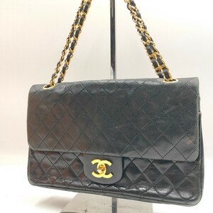 ★美品★ CHANEL シャネル マトラッセ ダブルチェーンショルダーバッグ ダブルフラップ キルティング ココマーク ブラック ターンロック