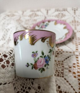 フランス Limoges リモージュ カップ&ソーサー ピンク 金彩 花柄 ヴィンテージ