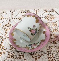 フランス Limoges リモージュ カップ&ソーサー ピンク 金彩 花柄 ヴィンテージ_画像2