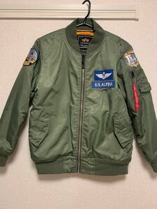 ALPHA INDUSTRIES/アルファ/MA-1/フライトジャケット/中綿/カーキ/キッズ/子供服/150サイズミリタリー