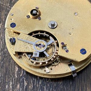 英国ハイグレード 鎖引き3/4プレート懐中時計 ムーブメントのみ 動作品