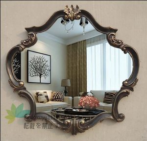 極美品☆高級感溢れる アンティーク調 壁掛け鏡 壁掛け 壁掛けミラー ウォールミラー 72.5x72.5cm 大きいサイズ