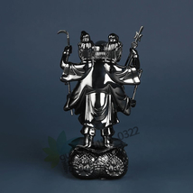  「密教法具 寺院用仏具」極上品 三面出世大黒天 芸術品 置物 真鍮製 磨き仕上げ 高さ12cm_画像2