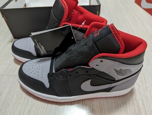 新品JORDAN BRAND AIR JORDAN 1 MID BLACK/CEMENT GREY-FIRE RED-WHITEジョーダン エア 1 MID　26.5センチ