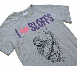 【ビンテージ】【グレー×紫】【I SLOFFS】ナマケモノ Tシャツ 【サイズS】BG2701-1-50