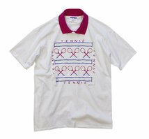 90's【ビンテージ】USA製 Hanes【ヘインズ】白×ピンク【TENNIS】【襟付き】【Ｔシャツ】【サイズＬ】 BG3008-3-50_画像1