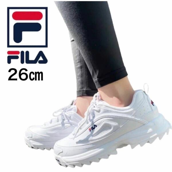 ☆正規品新品☆FILA DISTORTER フィラ シューズ 靴 F51700125 スニーカー ディストーター 厚底 ソール レディース ホワイト JP26.0cm