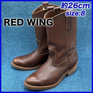 即決★RED WING 美品 1155 06年★26cm ペコスブーツ レッドウィング メンズ 8E 濃茶 ダークブラウン 本革 ベルバリダンレザー バイクブーツ