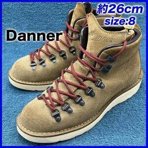 即決★Danner 定価5.8万 45500X★26cm マウンテンブーツ ダナー メンズ 8EE 肌 ベージュ 本革 マウンテンライト タンスエード ゴアテックス