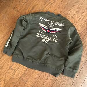 ★MA-1 FLYING LEGENDS 9RSメンズ 刺繍 中綿あり フライトジャケット カーキー(XL) アーミーUSエアフォース ワッペン ミリタリージャケット