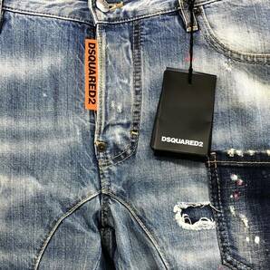 DSQUARED2 ディースクエアード デニムパンツ 48 ダメージペンキ加工デニムパンツ インディゴ 19SS S74LB0632 S30309 イタリア製の画像3