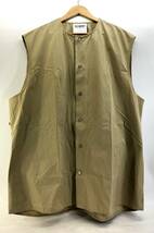 HED MAYNER　ヘドメイナー　SLEEVELESS BUTTON SHIRT BEIGE COTTON　スリーブレス　ノーカラー　シャツ　サンドベージュ　S_画像1