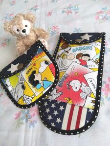 SNOOPYメガネ(ペン)ケース＆ミニポーチセット　 　ハンドメイド　No.パネル 187