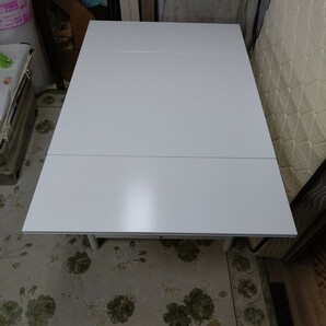 IKEA ダイニングテーブル/折り畳みテーブル 2~4人 引出し付き ホワイト/横幅約69.5cmと約96.5cmと約123cm奥行約78cm高さ約75.5cm/中古品の画像4