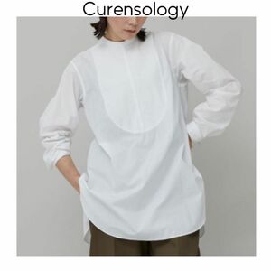 Curensology スタンドビブヨークブラウス　ホワイト　カレンソロジー　白　長袖　コットン　綿