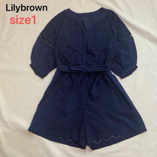 Lilybrown ショート オールインワン ロンパース 刺繍 レース サイズ1