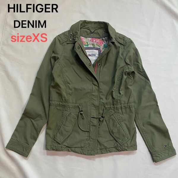 HILFIGER DENIM ミリタリー ブルゾン バックレース 裏地花柄 XS