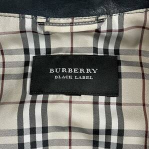 バーバリーブラックレーベル ライダースジャケット ネイビー ノバチェック レザージャケット バッファロー 水牛革 BURBERRY BLACK LABELの画像8