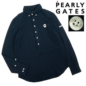 【B2921】【極美品】PEARLY GATES パーリーゲイツ 長袖ポロシャツ ゴルフウエア ワンポイント ボーダー サイズ4