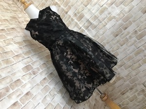 c15110◎ドレスワンピース　衣装　チュール　オーガンジー　ブラック×ピンク　M