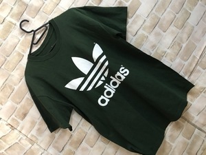 c20119◎adidas　アディダス　半袖Tシャツ　ビックロゴ　グリーン　メンズ　L