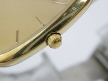 2402-629 オメガ クオーツ 腕時計 OMEGA デビル 金色文字盤 角型 金色ケース 純正ライスブレス 保カード有り_画像2