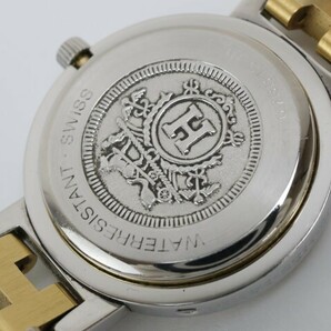 2403-538B エルメス クオーツ 腕時計 HERMES クリッパー 日付 クリーム文字盤 金色ベゼル 純正 コンビカラーブレスの画像6